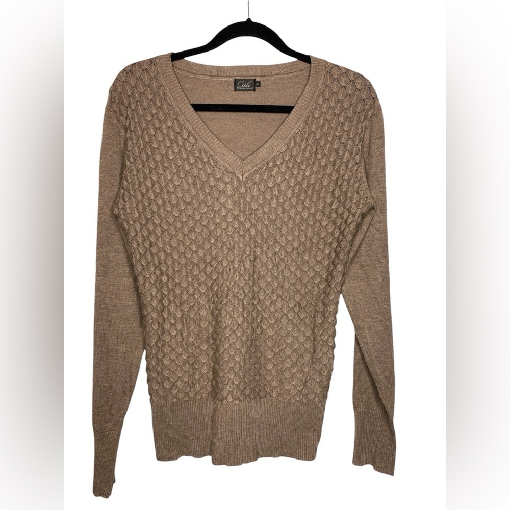 Cielo Silk Blend Vneck Knit Sweater Size L Good Used Condition Fall Longsleeve